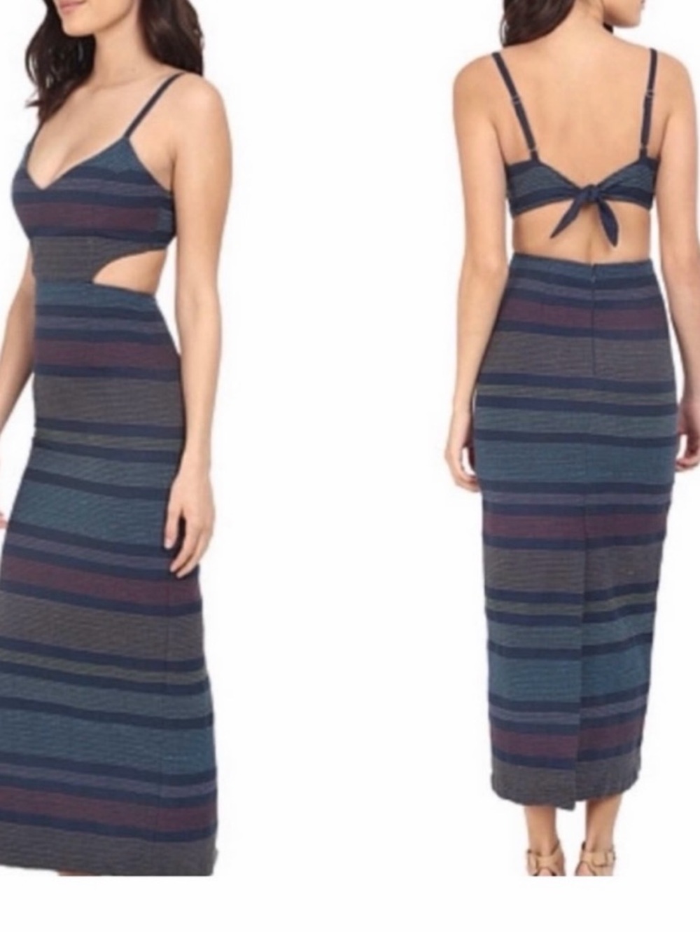 Mara Hoffman Navy & colorful Striped Cutout Maxi Dress